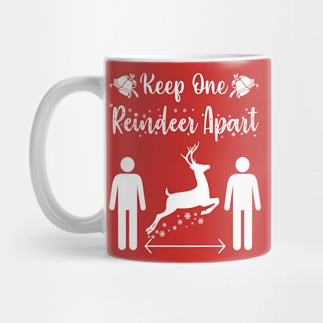Keep One Reindeer Apart , Funny Christmas Shirt, Covid Shirt, Corona Shirt, Gift for Christmas, Holiday Tee, Social Distancing Shirt by Choukri Store